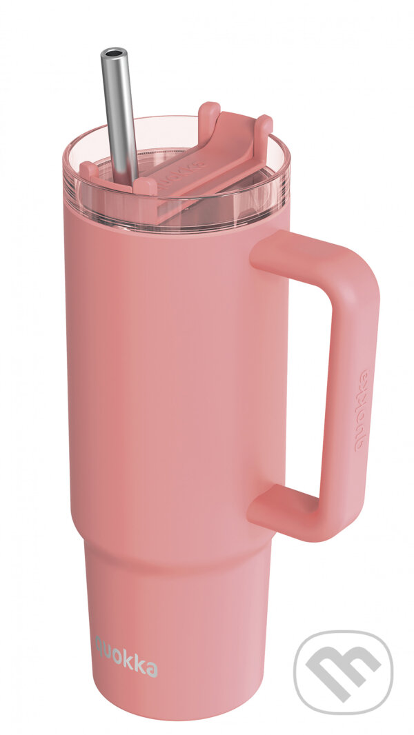 Levně Nerezový termohrnček so slamkou Vibe Coral 880 ml