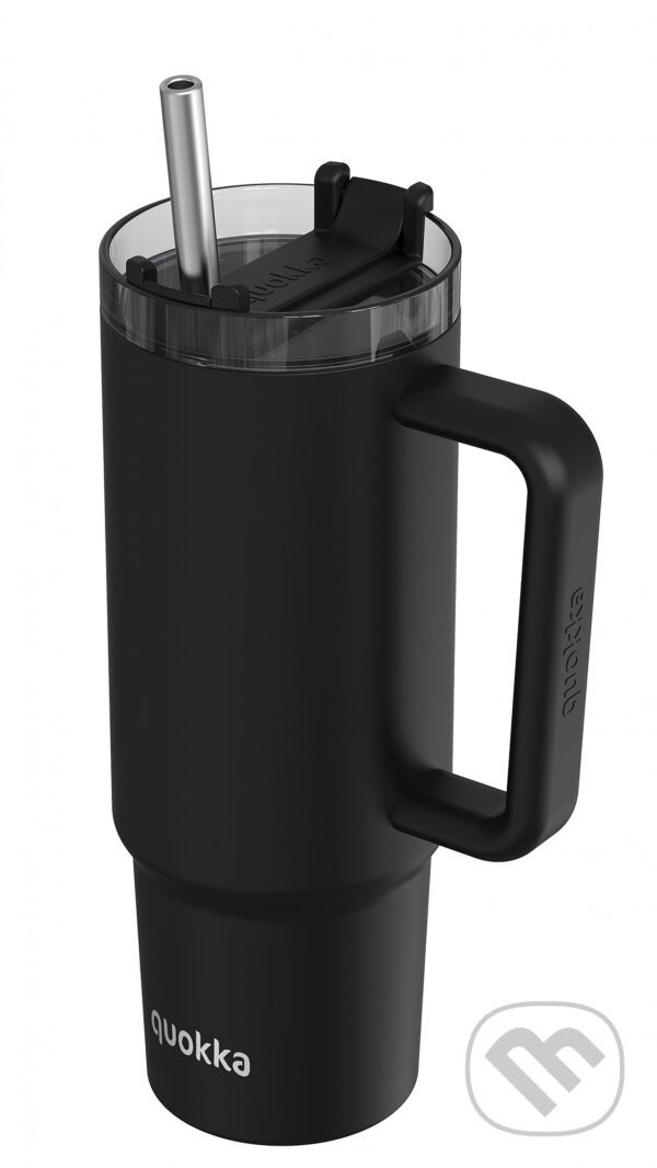 Levně Nerezový termohrnček so slamkou Vibe Black 880 ml