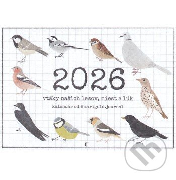 Kalendár 2026 Vtáky (nástenný) (Lucia Barabasová). Marigold journal, 2025