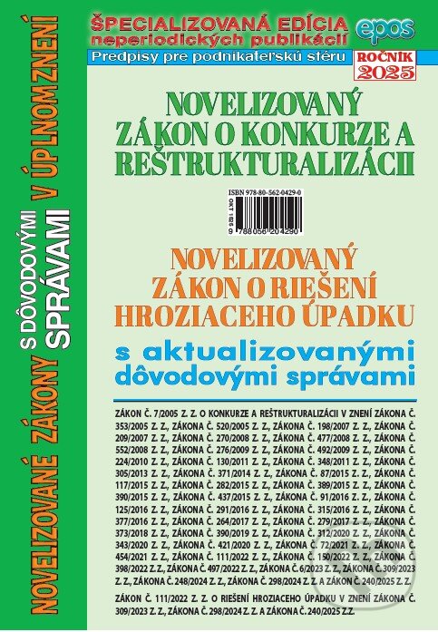 Levně Novelizovaný zákon o konkurze a reštrukturalizácii a novelizovaný zákon o riešení hroziaceho úpadku - kniha z kategorie Obchodné právo
