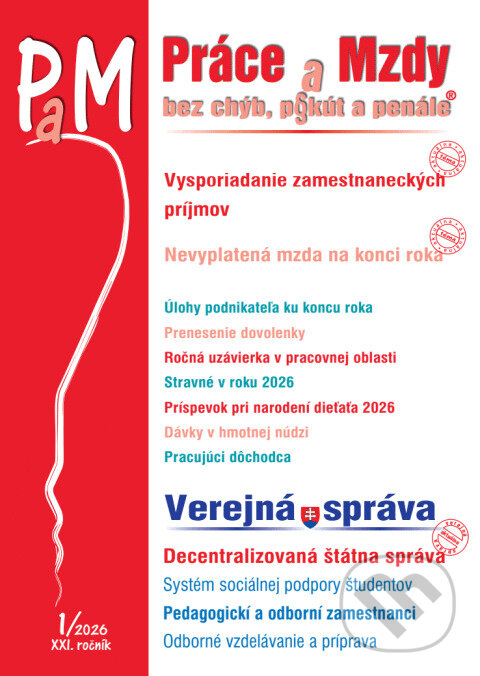 Levně PAM 1/2026 – Koniec roka v mzdovej učtárni (Stravné v roku 2026) - kniha z kategorie Mzdové účtovníctvo