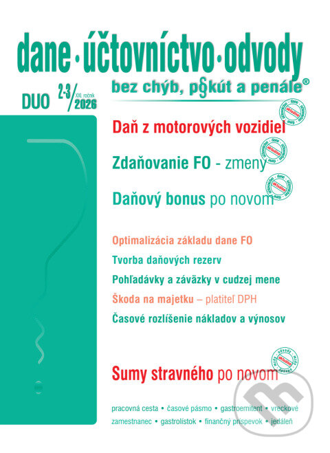 Levně Dane účtovníctvo odvody 2-3/2026 - Daň z motorových vozidiel - kniha z kategorie Dane