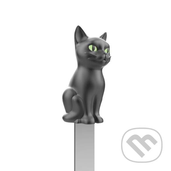 Levně 3D kovová zberateľská záložka – miniatúra – Sediaca čierna mačka