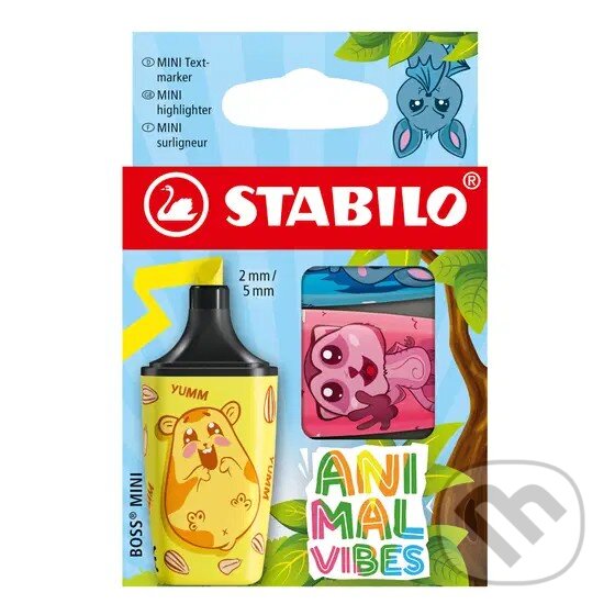 Levně Zvýrazňovač - STABILO BOSS MINI Animal Vibes - 3 ks sada - neonové farby