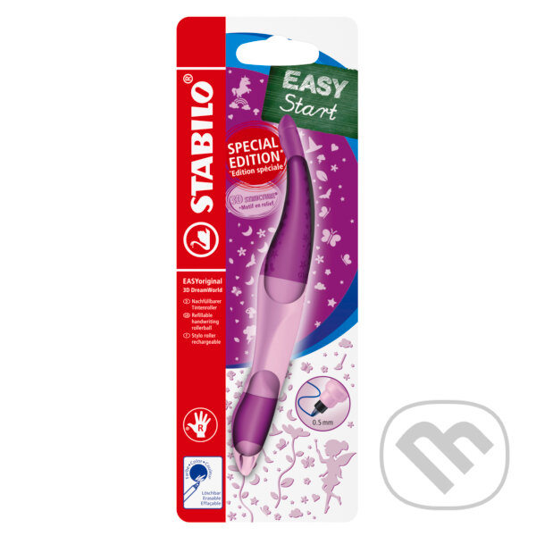 Levně Ergonomický roller pre pravákov - STABILO EASYoriginal 3D DreamWorld ružová