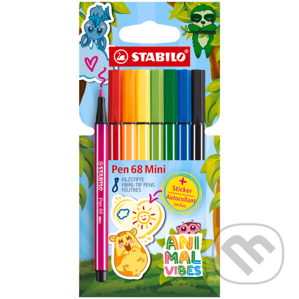 Levně Prémiová vláknová fixka - STABILO Pen 68 Mini Animal Vibes - 8 ks sada
