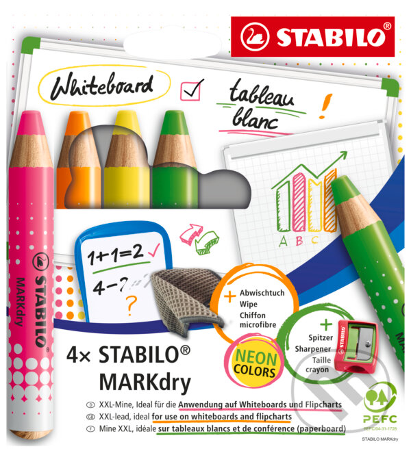 Levně Suchý popisovač na tabuľu a flipchart - STABILO MARKdry Neon