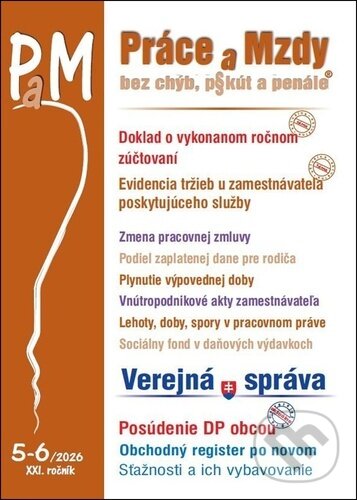 Levně PaM č. 5-6 / 2026 - Stravovanie u zamestnávateľa a stravovanie podnikateľa - kniha z kategorie Obchodné právo