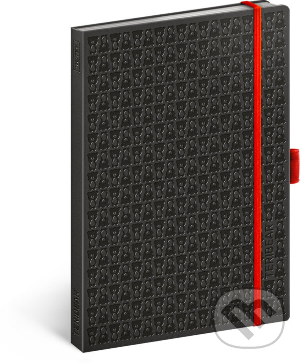 Levně Notes Teribear (černý) (linkovaný s gumičkou na uzavření, A5)