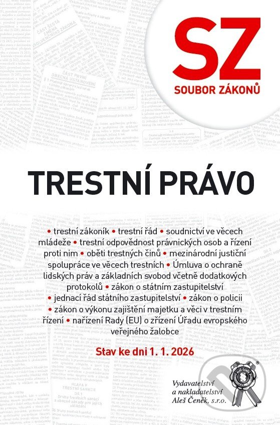 Levně Soubor zákonů. Trestní právo. Stav ke dni 1. 1. 2026 - kniha z kategorie Trestné právo