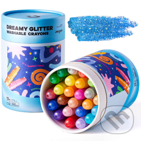 Levně Jemné voskovky Umývateľné Glitter 24 ks