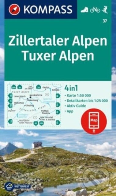 Levně Zillertaler Alpen, Tuxer Alpen 1: 50 000