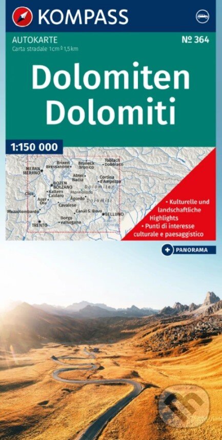 Levně Dolomites 1: 150 000+ Panorama