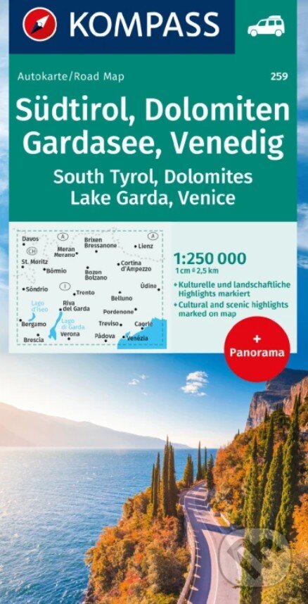 Levně Südtirol, Dolomiten, Gardasee, Venedig 1: 250 000+ Panorama