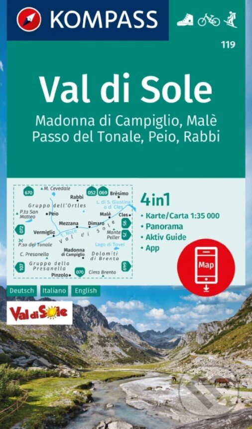 Levně Val di Sole, Madonna di Campiglio, Malè, Passo del Tonale, Peio, Rabbi 1: 35 000