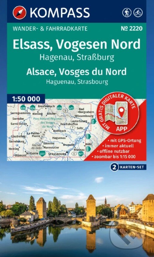 Levně 2220 Elsass, Vogesen Nord, Hagenau, Straßburg (2 Karten) 1: 50 000