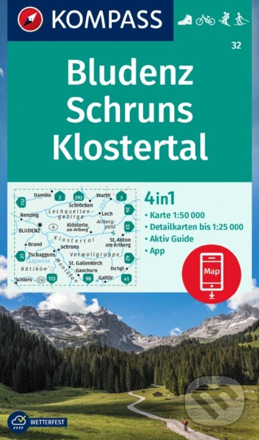 Levně 32 Bludenz, Schruns, Klostertal 1: 50 000