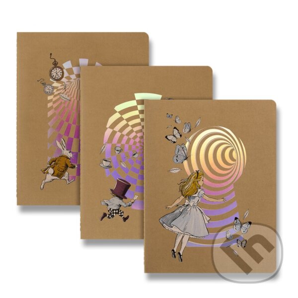Moleskine - zošity Alice in Wonderland (set 3 ks) (veľké, mäkká väzba, linajkované)