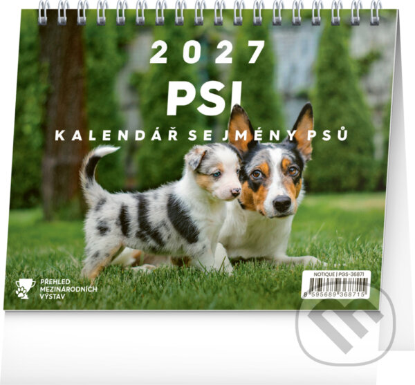 NOTIQUE Stolní kalendář Psi 2027 (se jmény psů / řádky)