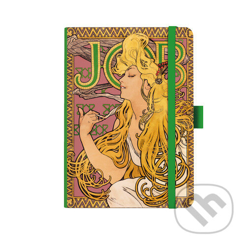 Notes A5 Premium Alfons Mucha 2027 prázdný zelený (Baloušek). Baloušek, 2026