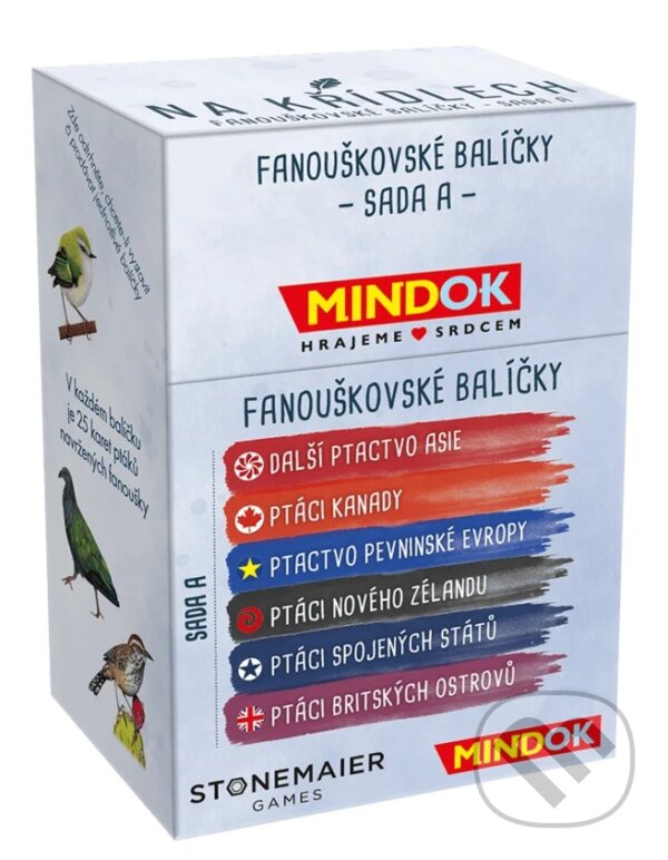 Společenská hra: Na křídlech: SET fanouškovských balíčků A (Mindok). Mindok, 2026