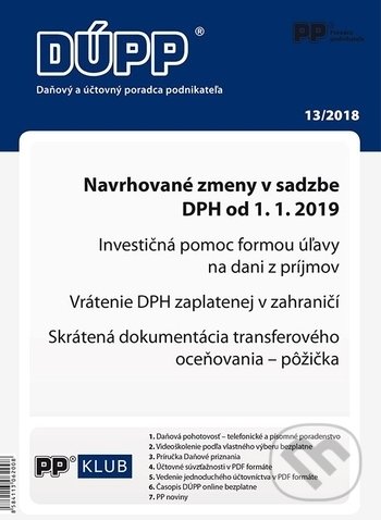Levně Daňový a účtovný poradca podnikateľa 13/2018 (Navrhované zmeny v sadzbe DPH od 1. 1. 2019)