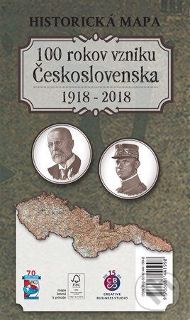 Historická mapa - 100 rokov vzniku Československa 1918-2018, VKÚ Harmanec, 2018