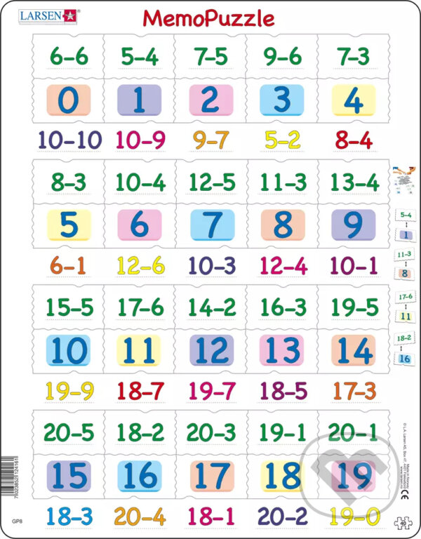 Levně MemoPuzzle: Odčítanie Pexeso puzzle GP8 - puzzle z kategorie Náučné puzzle
