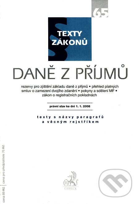 Levně Daně z příjmů (Právní stav ke dni 1. 1. 2008) - kniha z kategorie Dane