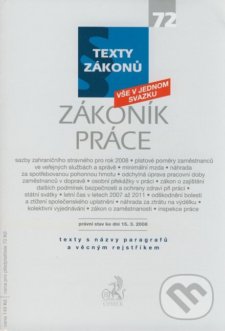 Levně Zákoník práce (Právní stav ke dni 15.3.2008) - kniha z kategorie Pracovné právo