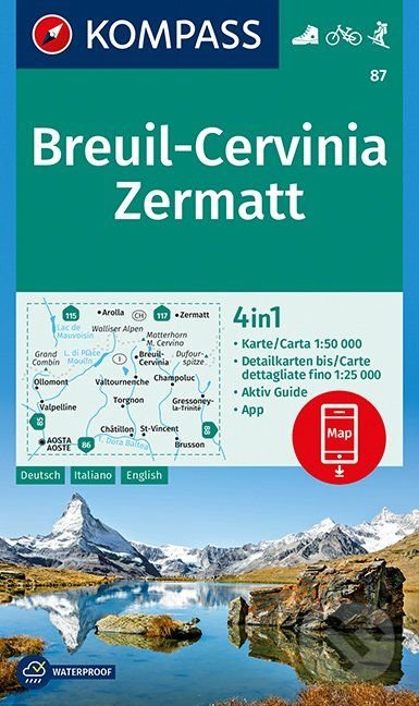 Levně Breuil - Cervinia, Zermatt (4 in 1, WK 87, 1:50.000)