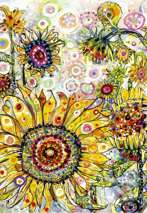 Sally Rich: Sunflowers, Grafika, 2019
