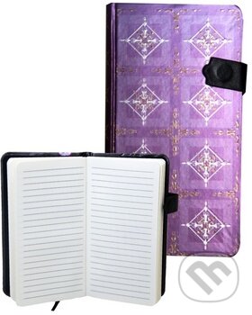 Levně Zápisník s magnetickým klipem 85x160 mm fialový se zlatobílým ornamentem B