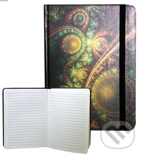 Levně Zápisník s gumičkou 178x126 mm zelenooranžový ornament F