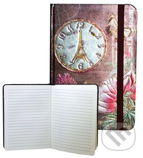 Levně Zápisník s gumičkou 178x126 mm zlatý s hodinami F