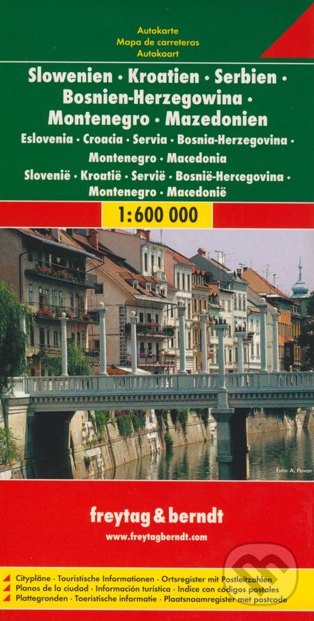 Levně Slowenien, Kroatien, Serbien, Bosnie-Herzegowina, Montenegro, Mazedonien 1:600 000