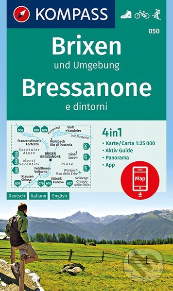 Levně Brixen / Bressanone (und Umgebung / e dinotrni; 4 in 1 (WK 050, 1:25.000))