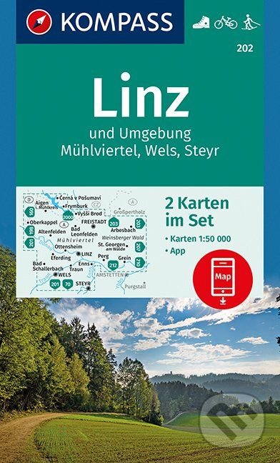 Levně Linz (und Umgebung, Mühlviertel, Wels, Steyr (2 Karten im Set, WK 202, 1:50.000))