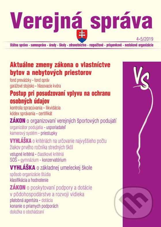 Kniha: Verejná správa 4-5/2019 (Poradca s.r.o.). Poradca s.r.o., 2019