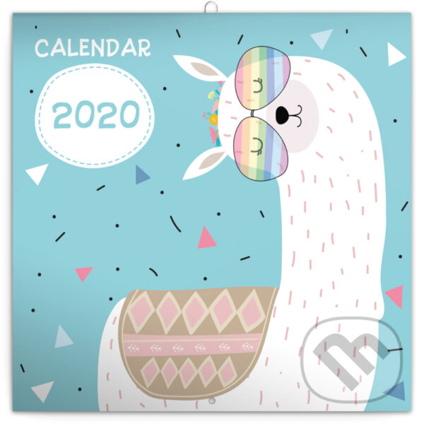 Poznámkový nástěnný kalendář Calendar 2020 (Šťastné lamy), Presco Group, 2019