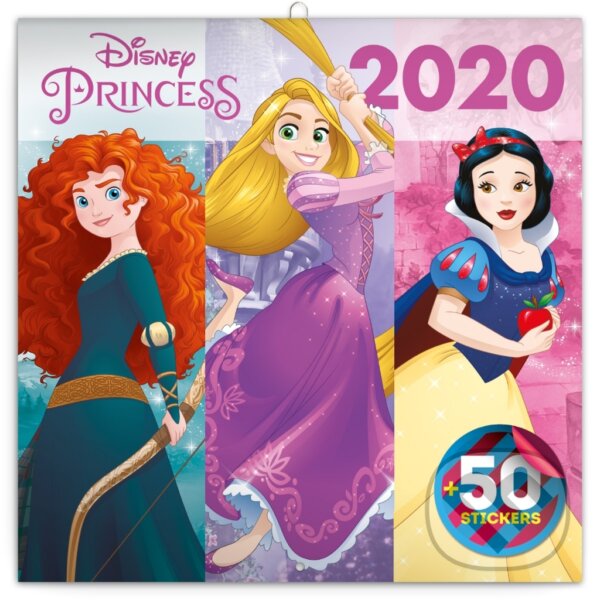 Poznámkový nástěnný kalendář Disney Princes 2020, Presco Group, 2019