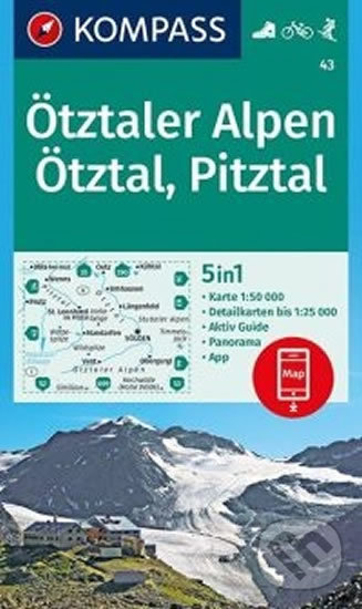 Levně Ötztaler Alpen, Ötztal, Pitztal (5 in 1, WK 43, 1:50.000)