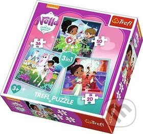 Levně Puzzle Nella, princezna rytířů a její svět (3v1) - puzzle z kategorie 15 – 60 dielikov