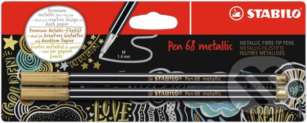 Levně STABILO Pen 68 metallic 2 ks zlatá v Blistri