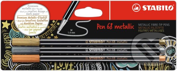Levně STABILO Pen 68 metallic 3 ks, zlatá,strieborná a medená v Blistri