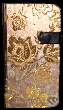Zápisník s magnetickým klipem 85x160 mm zlaté květy, Eden Books, 2015