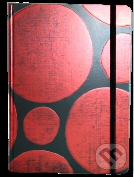 Levně Zápisník s gumičkou A5 145x210 mm černý s červenými koly