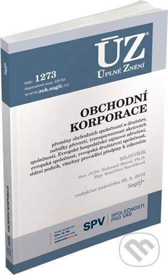 Kniha: ÚZ č. 1273 - Obchodní korporace (Sagit). Sagit, 2018