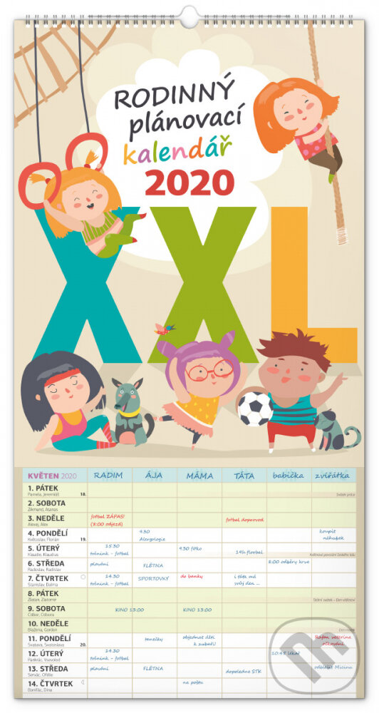 Nástěnný rodinný plánovací kalendář 2020 XXL, Presco Group, 2019