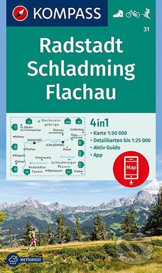 Levně Radstadt Schladming, Flachau (Wandern - Rad - Skitouren WK 031 (mierka 1:50 000) mit Aktiv Guide und Detailkarten)